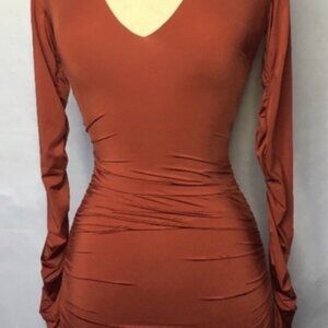 Urban Outfitters Burnt Orange Long Sleeve Bodycon Tiger Mist